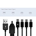 Miniatyrbilde 3 av 5: Multi-ladekabel Usb C Splitter-kabel 4 i 1 Hurtigladekabel