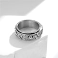 Miniatyrbillede 3 af 5: Heytea Spinnerring i rustfrit stål mod angst, fidgetringe til lindring af stress, angstring med sol, måne og stjerner, løftering, forlovelsesring, størrelse 6-12 - -