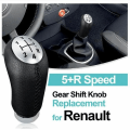 Miniatyrbild 3 av 5: Svart läder manuell växelspaksknopp för Renault Clio III 2005-09, Megane 2 Laguna 2003-09 -