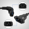 Miniatyrbillede 3 af 5: Panelmonteret C14 til 90 graders C13 PDU-strømforlængerkabel, IEC 320 C14 han til øverste hjørne C13 hun 3-polet strømkabel til skærme, computere osv.
