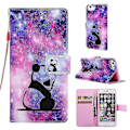 Miniatyrbillede 1 af 5: Kompatibel med iPhone SE 2020/ 8/ 7 Etui Læder Flip Wallet Cover med Kort Slot Holder Støttefod Mønster - Panda