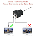 Miniatyrbillede 4 af 4: 2 stk. 1 til 2 LAN Ethernet Netværkskabel RJ45 Hun Splitter Stik Adapter