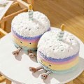Miniatyrbilde 4 av 4: Regnbue Bursdagskake 26CM Bryllupsgave Plysjdukke Supermyk Pute Søt Snill Gutt Bursdagsgave A