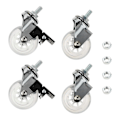 Miniatyrbilde 3 av 5: 4 stk 2 tommers M8x15mm Skruegjengede Stemme Hjul Kontorstol Hjul Klar Svingbare Hjul Med Bremse For Sofa Stol Skap