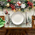 Miniatyrbilde 2 av 5: Vannfargede Hjortedyr Trær Snøflak Julebrikker for Spisebord, 12 x 18 Tommer Sesongmessig Vinter Jul Ferie Rustikk Sett med 4