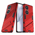 Pikkukuva 2 / 2: Iskunkestävä Hybrid TPU -kotelo Taitettavalla Jalustalla Punainen Huawei P50 Pro -puhelimellesi