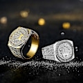 Miniatyrbillede 5 af 5: Ring Herre Hip Hop Sølv Guld Krone Heartbreak Fingerring-Yvan