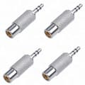 4X 3,5 mm Hane till RCA Hona Stereo Ljudadapter, Silver