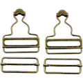 Miniatyrbild 1 av 5: Metalliska Dungaree-spännen med rektangulära skjutreglage för hängslen och band 3,8 mm innerbredd 2 set (brons)