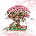 Miniatyrbild 4 av 5: 2008 delar Sakura Tree House Micro Building Blocks Cherry Blossom Bonsai Bricks