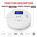 Miniatyrbillede 2 af 5: 2 i 1 CO & Røgalarm, Kulilte Detektorer, Røgalarm, 85DB i Alarm, til, LCD Skærm, A