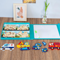 Miniatyrbild 4 av 5: 1 Set Pussel Leksak Vacker Mönster Två I Ett Integrerad Trafik Djur Målning Pussel Leksak För Underhållning Kaesi