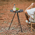 Miniatyrbillede 4 af 5: Rundt Klapbord Sort Ultralet Løftbart Aluminiumlegering Klapbord til Udendørs Picnic Rejser