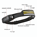 Miniatyrbillede 2 af 2: Hovedetlampe 2PAK Genopladelig, 1200 lumen 230° bred stråle superlys pandelampe Sort