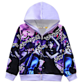 Miniatyrbillede 1 af 4: 4-9 år Børn Wednesday Addams Trykt Hætte Langærmet Jakke Zip Up Casual Frakke Gaver Purple 7-8 Years