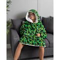 Miniatyrbild 3 av 5: Minecraft Pojkarnas Filt Hoodie Grön All-Over Print Creeper