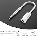 Miniatyrbillede 4 af 5: 3,5 mm han til type C hun lydkabel, analog lydjack adapter til hovedtelefoner til MP3-afspiller, bærbar computer, tablets
