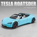 Miniatyrbilde 3 av 5: 1:24 Tesla Roadster Model Y Model 3 Tesla Model S Legering Lekebil Modell Lyd Og Lys Barnas Leke Samleobjekter Bursdagsgave Model 3 Blue
