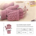 Miniatyrbillede 4 af 5: Damer Handsker Fingerløse Vanter - Dame Handsker Vinter Varme Strikket Fingerløse Handsker Uld Vanter Flap Cover Tekstning Handsker Pink