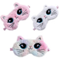 Miniatyrbild 1 av 5: 3-pack söta kattögonmasker, plyschdjursovningsmask, 3D ögonbindel, justerbar nattmask för barn flickor kvinnor