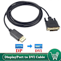 Miniatyrbild 2 av 5: 1.8M Displayport Hane till DVI Hane Adapterkabel 1080P DP till DVI Konverterare Stödjer Displayport 1.1a