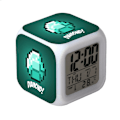 Miniatyrbild 4 av 5: Minecraft Färgglad LED Väckarklocka Färgskiftande Tecknad Klocka Student Tyst Nattlampa Julklapp Födelsedagspresent 01