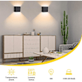 Miniatyrbild 2 av 5: 2-pack LED Vägglampor Inomhus Upp och Ner Vägglampor Svart 6W Aluminium