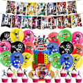 Miniatyrbillede 1 af 5: Power Rangers tema fødselsdagsfest dekoration banner balloner kage cupcake toppers sæt