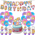 Pikkukuva 1 / 5: Lankybox syntymäpäiväjuhlan koriste- ja tarvikesarja lapsille, sisältää Happy Birthday -bannerin, kakku-/kuppikakkukoristeet, ilmapallot