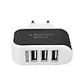 Pikkukuva 2 / 3: 1-Paketti Kolmoiskäyttöinen (3x) USB-Portti iPhone / Android Seinälaturi Musta