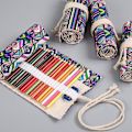 Miniatyrbillede 2 af 5: 2024 Ny farvet blyantholder taske, 72 slots lærred wrap holder rulle