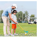 Pikkukuva 2 / 3: Lasten golf-setti, golflelu, jossa 1 golfkärry, 3 golfmailaa, 2 harjoitusreikää