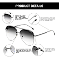 Pikkukuva 3 / 5: Retro Rimless Aviator-Aurinkolasit Naisille ja Miehille Klassinen Lady UV400 Suoja Gradientti Linssit Aurinkolasit Wyelv