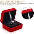 Miniatyrbild 3 av 5: Sammet Ringbox med LED-ljus för Smycken, Presentationsbox för Frieri, Förlovning, Bröllop