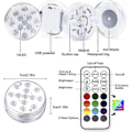 Pikkukuva 5 / 5: Uima-allasvalaistus vedenalainen valo, USB-ladattava, monivärinen RGB-13 LED:llä ja RF-kaukosäätimellä