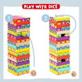 Miniatyrbild 3 av 5: Leksaker - Trä Tumbling Tower Spel För Barn 4 I 1 Med Djur Och Färger - Familjespel För Flickor Pojkar I Åldern 3-9 År - Pedagogisk Leksak Som D