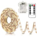 Miniatyrbilde 1 av 3: 3m Batteri LED Strip Lys med Fjernkontroll, 90 LED Lys Strip Vanntett, 8 Moduser, Dimbar, Timer, Selvklebende, Klippbar for Soveromsspeil