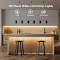 Miniatyrbilde 2 av 3: 3m Batteri LED Strip Lys med Fjernkontroll, 90 LED Lys Strip Vanntett, 8 Moduser, Dimbar, Timer, Selvklebende, Klippbar for Soveromsspeil