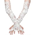 Miniatyrbillede 1 af 5: 1 Par Hvide Blonde Fingerløse Handsker Blomstermønster Polyester Lange Handsker Bryllup Brud Manchet Mesh Handsker Albuelange Handsker til Bryllupsfest Kvinder