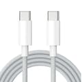 Hållbar flätad 60W USB-C laddningskabel 3m, Vit
