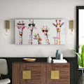 Miniatyrbild 3 av 5: Graffiti Art Canvas Målning Nyfikna Giraffer Familj Tryck Dekor