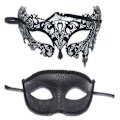 Miniatyrbild 1 av 5: 2 st par maskeradsmasquerad set svarta halv ansiktsmasker för danci