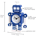 Miniatyrbild 2 av 5: Robotväckarklocka, rostfritt metall tyst väckarklocka med blixtljus-u