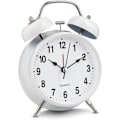 Miniatyrbild 1 av 5: Analog väckarklocka Extra Loud Twin Bells Retro Vit 4 tum Tyst Icke-Tick