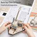 Miniatyrbild 2 av 5: 3D-pussel i trä för att bygga musikinstrument för vuxna barn, DIY-modellbyggsatser Konstruktionsspel (gitarr)