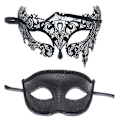 Miniatyrbild 2 av 5: 2 st par maskeradsmasquerad set svarta halv ansiktsmasker för danci