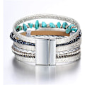 Miniatyrbild 2 av 5: Leopard Armband för Kvinnor Wrap Flerskikts Läder Armband Magne