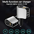 Miniatyrbild 5 av 5: Ny Mini USB Multi-Lighter USB-laddare - 3 USB - 5V /3.6A - Voltmeterfunktion LED-display Batteri - Universell kompatibilitet (3usb) Silver