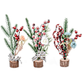 Miniatyrbild 1 av 5: 3 set med 25 cm miniatyr konstgjorda julgranar, små prydnader för jul
