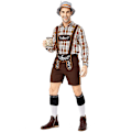 Miniatyrbild 5 av 5: Traditionella ölfestivalkläder vuxna män tyska ölkläder hjort tryckt stor rutig khaki overall kostym M